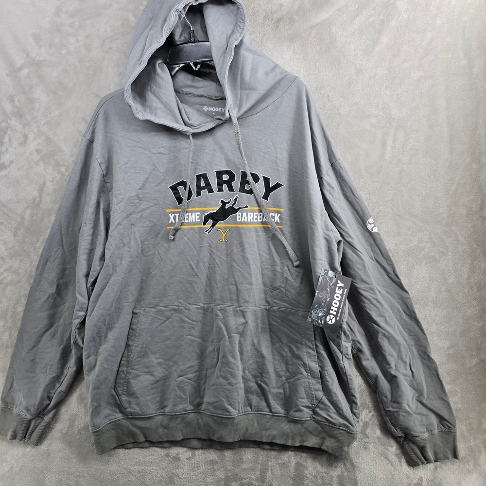 HOOEY Mens Xtreme Bareback Hoodie Grey XL Long Sleeve Kangaroo‎ Pocket NEW